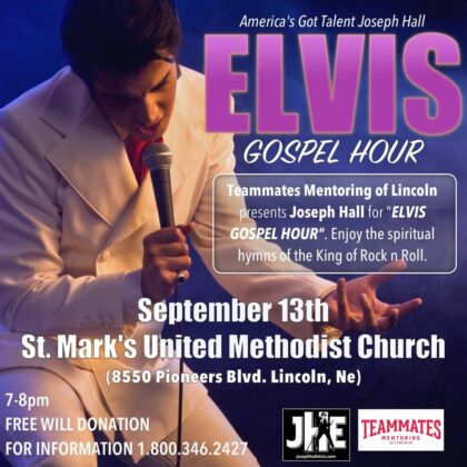 Elvis Gospel Hour
September 13, 7 p.m.
St. Mark's United Methodist 